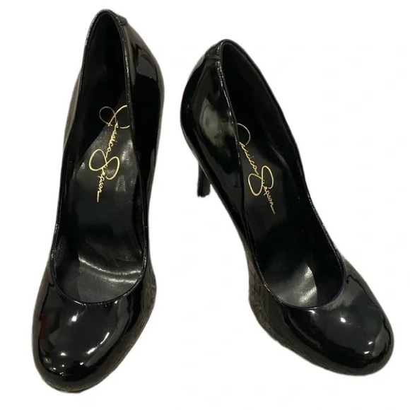 Jessica Simpson Black Patent Calie Round Toe Pump, Women's Size 5.5 - Picture 12 of 16